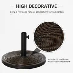 Outsunny 13kg Garden Parasol Base Holder, Cement Outdoor Market Umbrella Stand, Fits 35mm/38mm/48mm Poles, Black - 4