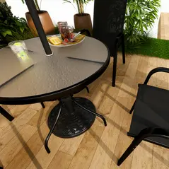 Outsunny 12kg Garden Parasol Base, Round Resin Garden Umbrella Base, Heavy Duty Parasol Stand for 38mm or 48mm Outdoor Umbrella Poles, Black - 7