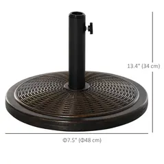 Outsunny 13kg Garden Parasol Base Holder, Cement Outdoor Market Umbrella Stand, Fits 35mm/38mm/48mm Poles, Black - 3