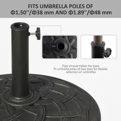 Outsunny 19KG Resin Umbrella Base Garden Parasol Base Stand Round Sun Shade Holder Suitable For Pole Between Φ38mm to Φ48mm - 6