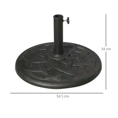 Outsunny 19KG Resin Umbrella Base Garden Parasol Base Stand Round Sun Shade Holder Suitable For Pole Between Φ38mm to Φ48mm - 3