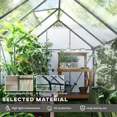 Outsunny 190 x 253 cm Walk-In Polycarbonate Greenhouse - Dark Grey - 4