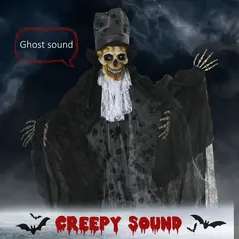 Outsunny 189cm Life Size Outdoor Halloween Decorations Ghost Bridegroom, Animated Prop Animatronic Decor with Sound and Motion Activated, Light Up Eyes, Howling Sound - 4