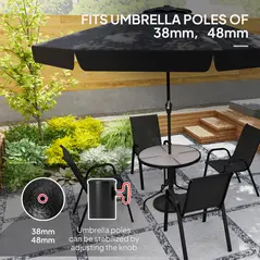 Outsunny 12kg Garden Parasol Base, Round Resin Garden Umbrella Base, Heavy Duty Parasol Stand for 38mm or 48mm Outdoor Umbrella Poles, Black - 4