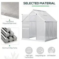 Outsunny 190 x 190cm Walk-In Polycarbonate Greenhouse - 4