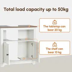 kleankin Under Sink Cabinet Bathroom Vanity Unit with Double Doors and Storage Shelves, 60 x 30 x 60cm, White - 4