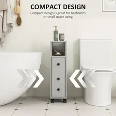 kleankin Slimline Bathroom Storage Cabinet - Grey - 6