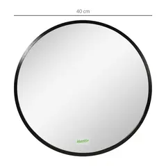 kleankin Round Bathroom Mirror, Modern Wall-mounted Makeup Mirror with Aluminium Frame for Washroom Living Room, Black, 40x40 cm - 3