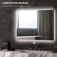 kleankin Bathroom Mirror Cabinet with Light, Bathroom Storage Cupboard with Adjustable Shelf, USB Powered, 90x15x70cm, White - 5