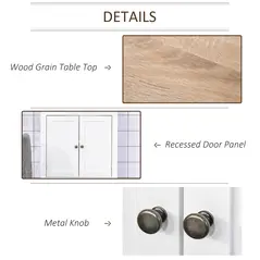 kleankin Under Sink Cabinet, Bathroom Sink Cabinet with 2 Doors, Pedestal Under Sink Design, Freestanding Bathroom Cupboard with Adjustable Shelf, White - 8