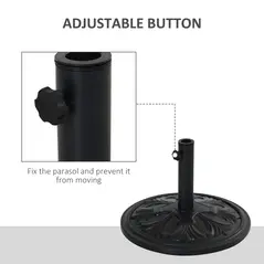 Outsunny 13kg Round Parasol Base Sun Umbrella Weight Stand Holder Patio Outdoor Garden, Black - 4