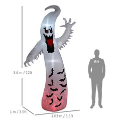 Outsunny 11.8ft Scary Inflatable Ghost Halloween Decoration, with Accessories - 3