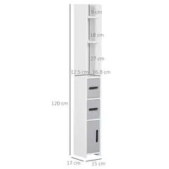kleankin Modern Bathroom Storage Cabinet, Freestanding Tall Bathroom Cabinet with Open Shelves and 3 Cupboards with Door, for Bedroom Hallway, Grey - 3