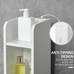 kleankin Modern Bathroom Storage Cabinet, Freestanding Tall Bathroom Cabinet with Open Shelves and 3 Cupboards with Door, for Bedroom Hallway, Grey - 6