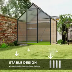 Outsunny 192.5 x 131cm Walk-In Polycarbonate Greenhouse - 6