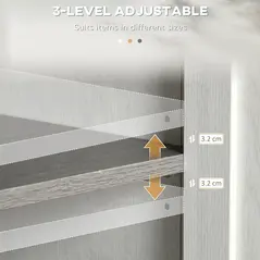 kleankin Bathroom Floor Cabinet, Freestanding Storage Cupboard with Drawer, Double Door Cabinet and Adjustable Shelf, White - 5