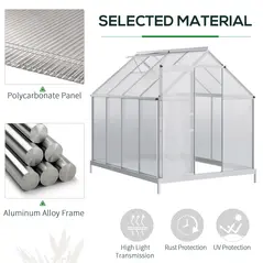 Outsunny 190 x 253 cm Walk-In Polycarbonate Greenhouse - Silver-Tone - 4