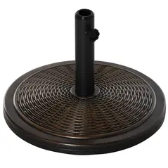 Outsunny 13kg Garden Parasol Base Holder, Cement Outdoor Market Umbrella Stand, Fits 35mm/38mm/48mm Poles, Black - 1