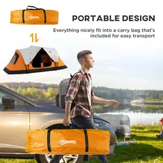 Outsunny 2 Bedroom Tent Six-man Seates Family Camping for Outdoor Adventure, Orange - 7