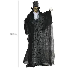 Outsunny 189cm Life Size Outdoor Halloween Decorations Ghost Bridegroom, Animated Prop Animatronic Decor with Sound and Motion Activated, Light Up Eyes, Howling Sound - 3