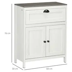 kleankin Bathroom Floor Cabinet, Freestanding Storage Cupboard with Drawer, Double Door Cabinet and Adjustable Shelf, White - 3