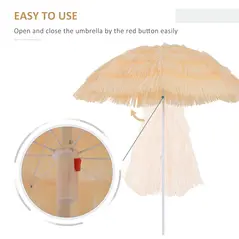 Outsunny 1.6m Patio Garden Hawaii Beach Sun Umbrella Sunshade Hawaiian Folding Tilting Crank Parasol (Wheat) - 5