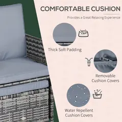 Outsunny 10 Seater Rattan Cube Garden Furniture Set with Parasol Hole, Rattan Dining Set with Cushions, Outdoor Dining Table and Chairs with Rectangular Glass Top Table for Patio, Mixed Grey - 7