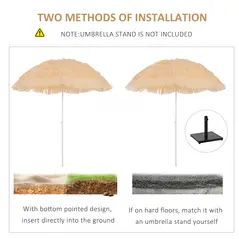 Outsunny 1.6m Patio Garden Hawaii Beach Sun Umbrella Sunshade Hawaiian Folding Tilting Crank Parasol (Wheat) - 4
