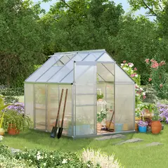 Outsunny 190 x 253 cm Walk-In Polycarbonate Greenhouse - Silver-Tone - 2