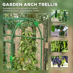 Outsunny 183 cm Tall Metal Garden Trellis, Arch Trellis for Climbing Plants Outdoor with Climbing Net - 4
