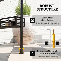 Outsunny 150 x 240cm BBQ Grill Gazebo, with Shelves - Grey - 6