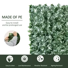 Outsunny 1-Piece Artificial Leaf Hedge Screen Privacy Fence Panel for Garden Outdoor Indoor Decor, Dark Green, 3M x 1.5M - 4