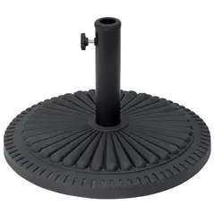 Outsunny 14kg Round Cement Parasol Base Umbrella Weight Stand Holder Fits Φ35mm,Φ38mm,Φ48mm Pole for Patio Outdoor Garden - Black - 1