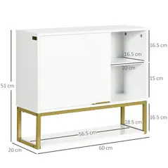 kleankin Bathroom Wall Cabinet, Over Toilet Storage Cabinet with Door and Storage Shelves for Hallway, Living Room, White - 3