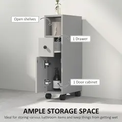 kleankin Slimline Bathroom Storage Cabinet - Grey - 4