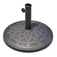 Outsunny 14kg Round Garden Parasol Base Holder Decorative Resin Market Umbrella Stand with Adjustable Coupler, Bronze - 1