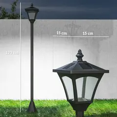 Outsunny 1.2m Solar Powered Outdoor Lamp Post - Black - 3