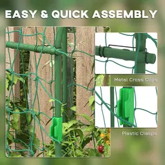 Outsunny 183 cm Tall Metal Garden Trellis, Arch Trellis for Climbing Plants Outdoor with Climbing Net - 5