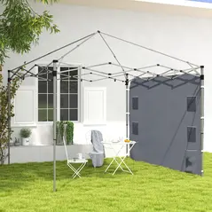 Outsunny 195 x 295cm Replacement Gazebo Sidewall - Grey - 2