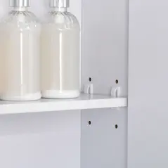 kleankin Bathroom Cabinet with Mirror, Wall Mounted Bathroom Mirror Cabinet with Adjustable Shelf, 2 Doors Storage Cupboard, White - 9