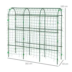 Outsunny 183 cm Tall Metal Garden Trellis, Arch Trellis for Climbing Plants Outdoor with Climbing Net - 3