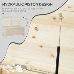 Outsunny 155L Outdoor Storage Box with Metal Top and Shutter Walls, Wooden Outside Tool organiser Container, for Garden, terrace - 5