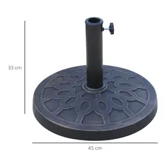 Outsunny 13kg Resin Umbrella Stand Holder, Garden Parasol Base for 38mm or 48mm Outdoor Umbrella Poles, Bronze Tone - 3