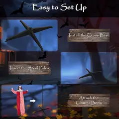 Outsunny 165 cm Life Size Halloween Animated Clown with Red Light Up Eyes, Sound Activated Moving Body, Scary Clown Halloween Decorations, Battery Operated, Indoor Party Props - 7