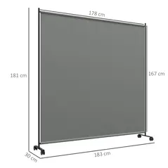 Outsunny 183 x 181cm Outdoor Privacy Screen, with Wheels - Dark Grey - 3
