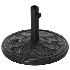 Outsunny 13kg Round Parasol Base Sun Umbrella Weight Stand Holder Patio Outdoor Garden, Black - 1