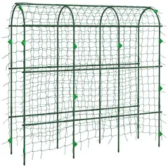 Outsunny 183 cm Tall Metal Garden Trellis, Arch Trellis for Climbing Plants Outdoor with Climbing Net - 1