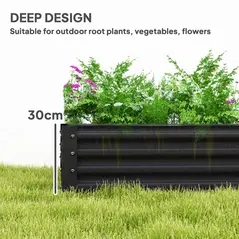 Outsunny 180 x 90cm Galvanised Steel Open Planter - 84H-211V00CG - 4