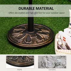 Outsunny 13kg Round Umbrella Base Outdoor Parasol Base Weight Stand Holder for Outdoor Garden Bronze Tone - 5
