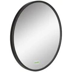 kleankin Round Bathroom Mirror, Modern Wall-mounted Makeup Mirror with Aluminium Frame for Washroom Living Room, Black, 40x40 cm - 1